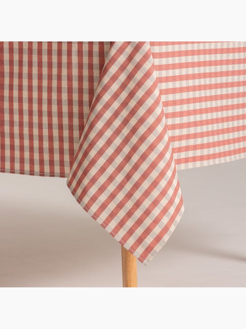 Nappe antitache à carreaux vichy. Mélange de coton et lin tissé, toucher naturel - Gamusi. - Kiabi