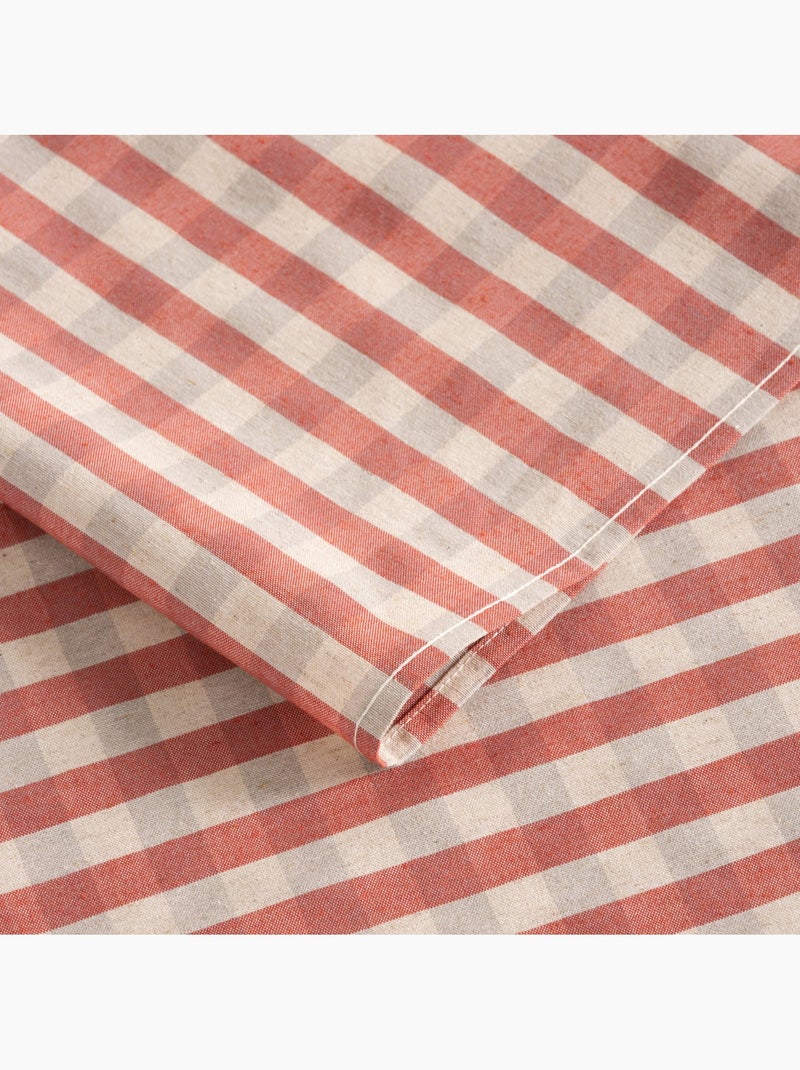 Nappe antitache à carreaux vichy. Mélange de coton et lin tissé, toucher naturel - Gamusi. Rouge - Kiabi