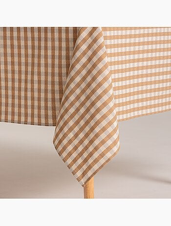 Nappe antitache à carreaux vichy. Mélange de coton et lin tissé, toucher naturel - Gamusi.