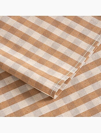 Nappe antitache à carreaux vichy. Mélange de coton et lin tissé, toucher naturel - Gamusi.