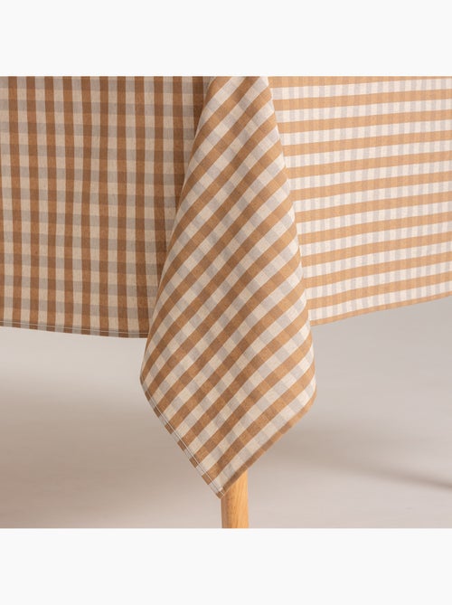 Nappe antitache à carreaux vichy. Mélange de coton et lin tissé, toucher naturel - Gamusi. - Kiabi