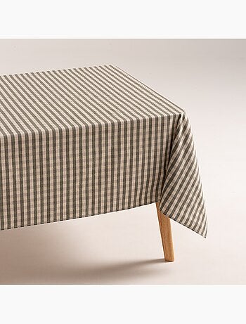 Nappe antitache à carreaux vichy. Mélange de coton et lin tissé, toucher naturel - Gamusi.