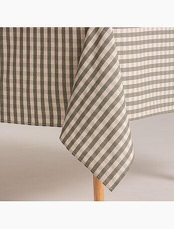Nappe antitache à carreaux vichy. Mélange de coton et lin tissé, toucher naturel - Gamusi.
