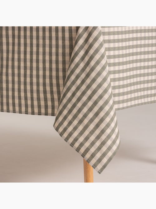 Nappe antitache à carreaux vichy. Mélange de coton et lin tissé, toucher naturel - Gamusi. - Kiabi