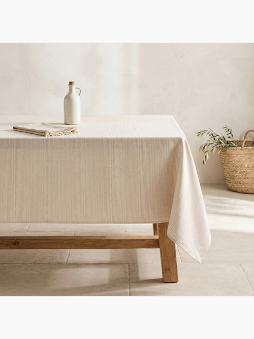 Nappe antitache avec tissu texturé à fines rayures - Gamusi. - Kiabi Nappe antitache avec tissu texturé à fines rayures - Gamusi. - Kiabi