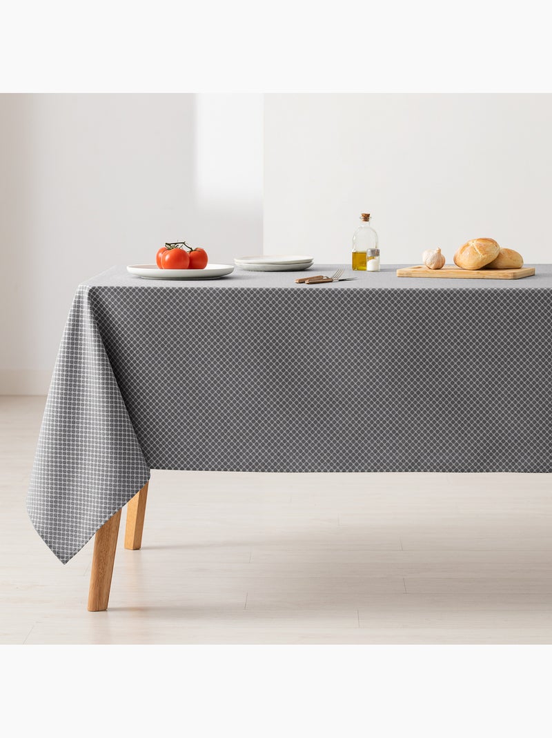 Nappe antitache avec tissu texturé, motif à carreaux quadrillés - Gamusi. gris anthracite - Kiabi