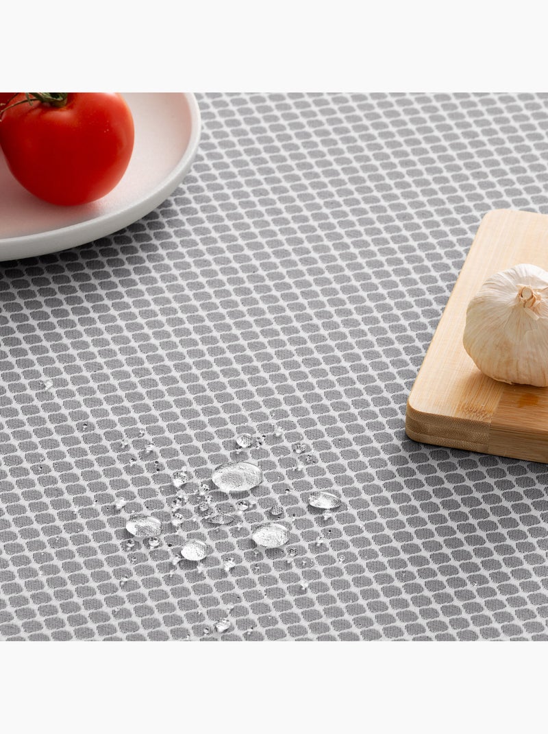 Nappe antitache avec tissu texturé, motif à carreaux quadrillés - Gamusi. gris anthracite - Kiabi
