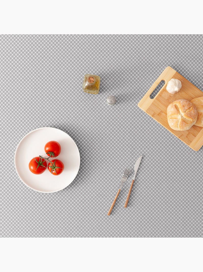 Nappe antitache avec tissu texturé, motif à carreaux quadrillés - Gamusi. Gris clair - Kiabi