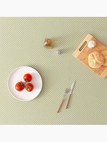 Nappe antitache avec tissu texturé, motif à carreaux quadrillés - Gamusi.