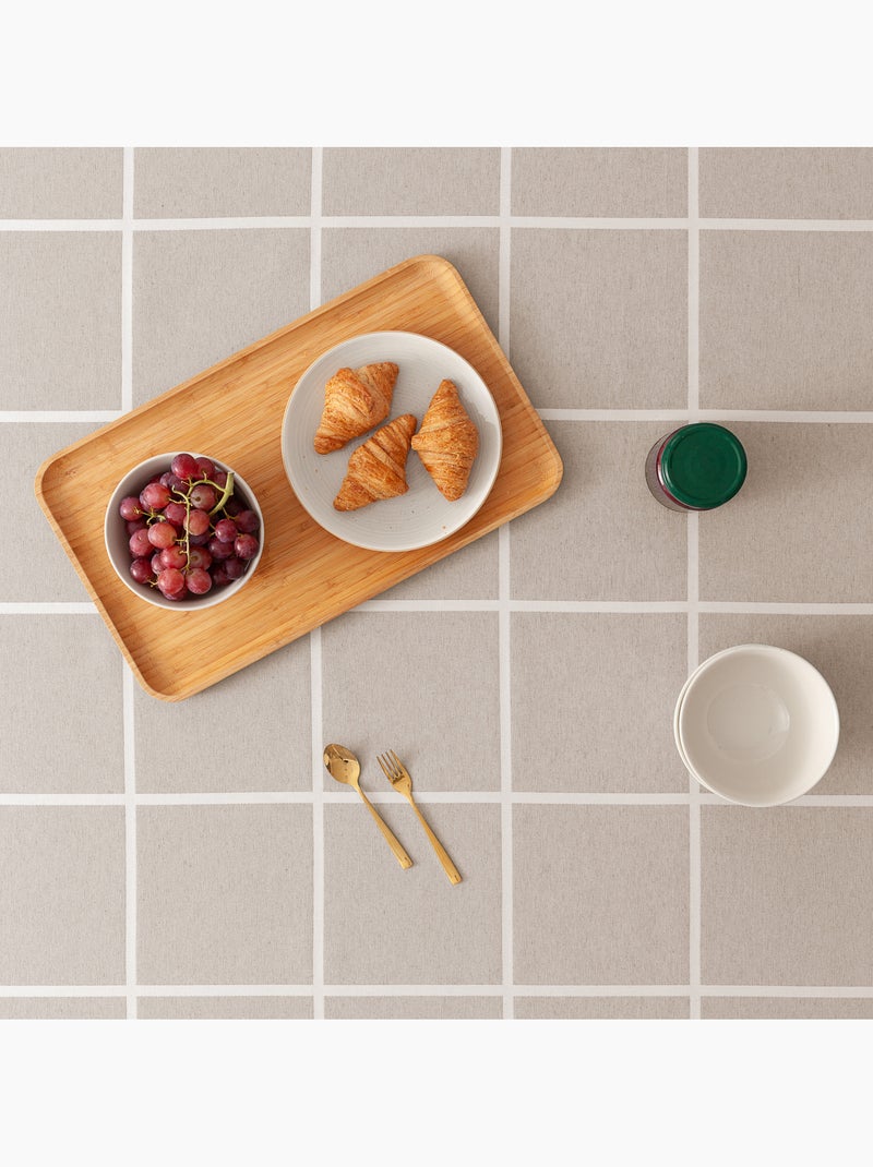 Nappe antitache avec tissu texturé, motif à grands carreaux - Gamusi. Beige - Kiabi