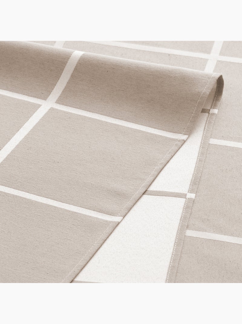 Nappe antitache avec tissu texturé, motif à grands carreaux - Gamusi. Beige - Kiabi