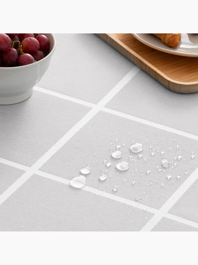 Nappe antitache avec tissu texturé, motif à grands carreaux - Gamusi. Gris clair - Kiabi