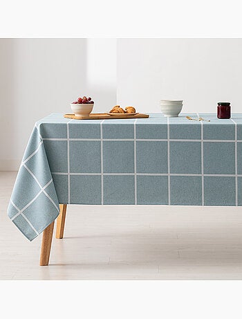 Nappe antitache avec tissu texturé, motif à grands carreaux - Gamusi.