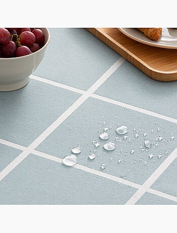Nappe antitache avec tissu texturé, motif à grands carreaux - Gamusi.