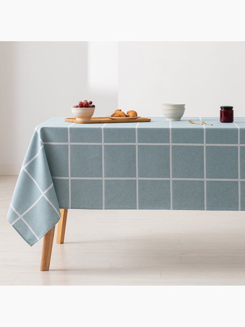 Nappe antitache avec tissu texturé, motif à grands carreaux - Gamusi. Vert d'eau - Kiabi
