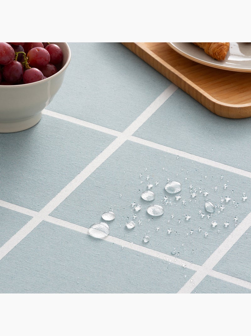 Nappe antitache avec tissu texturé, motif à grands carreaux - Gamusi. Vert d'eau - Kiabi
