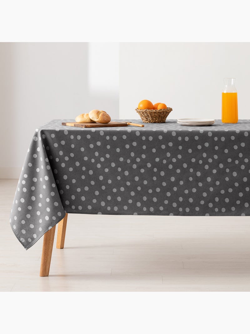 Nappe antitache avec tissu texturé, motif à pois - Gamusi. gris anthracite - Kiabi