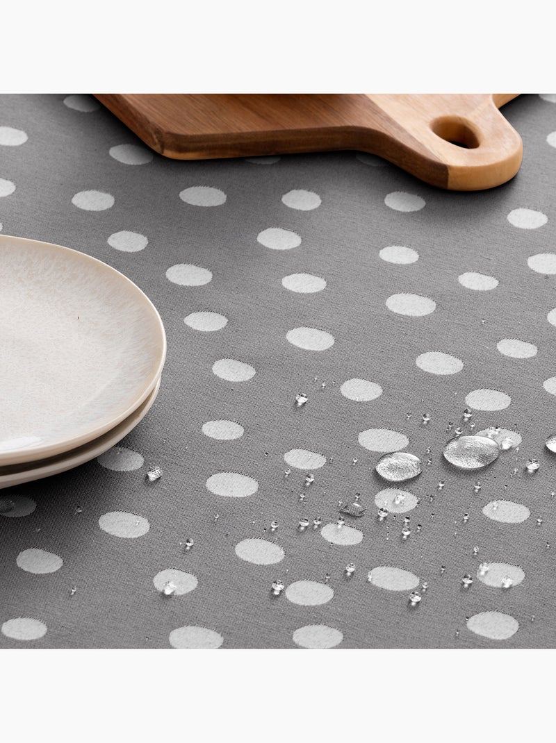 Nappe antitache avec tissu texturé, motif à pois - Gamusi. gris anthracite - Kiabi