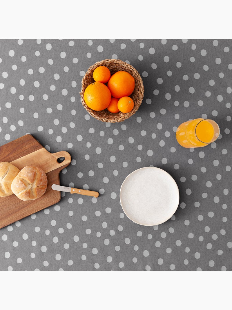 Nappe antitache avec tissu texturé, motif à pois - Gamusi. gris anthracite - Kiabi