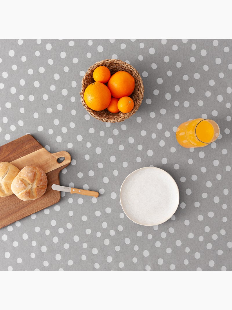 Nappe antitache avec tissu texturé, motif à pois - Gamusi. Gris clair - Kiabi