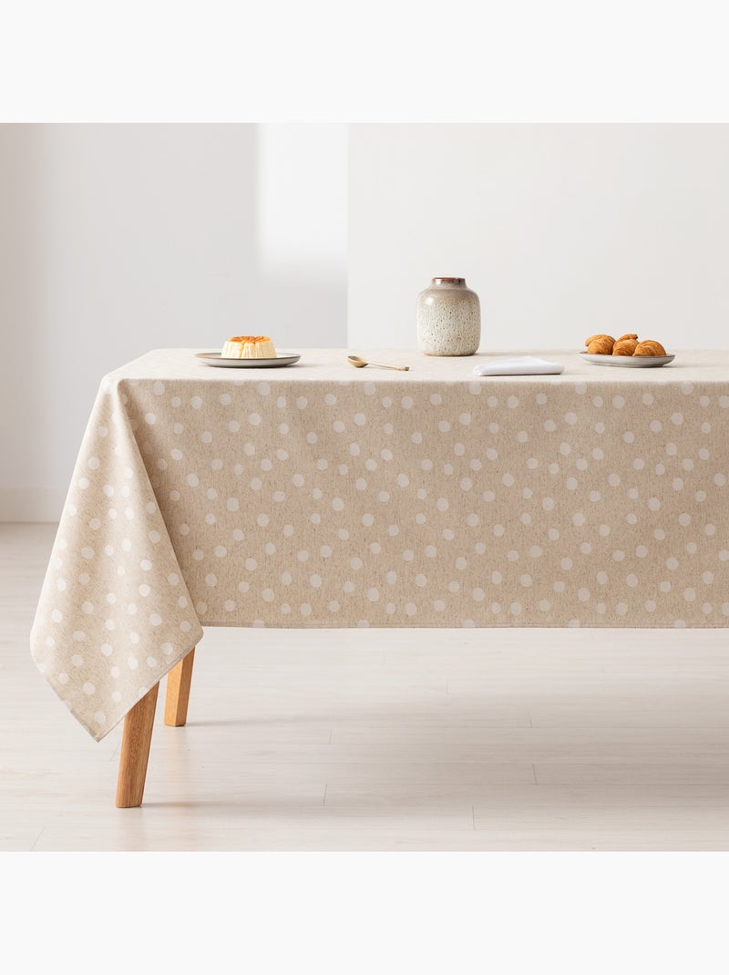 Nappe antitache avec tissu texturé, motif à pois - Gamusi. Ocre - Kiabi