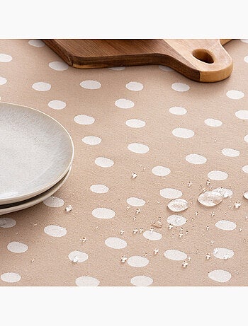 Nappe antitache avec tissu texturé, motif à pois - Gamusi.