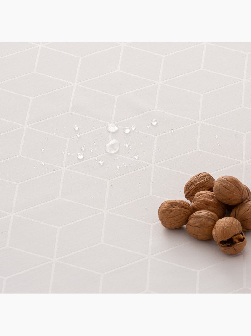 Nappe antitache avec tissu texturé, motif géométrique - Gamusi. Blanc - Kiabi