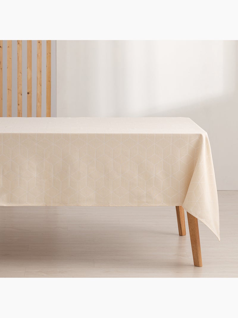 Nappe antitache avec tissu texturé, motif géométrique - Gamusi. Ecru - Kiabi