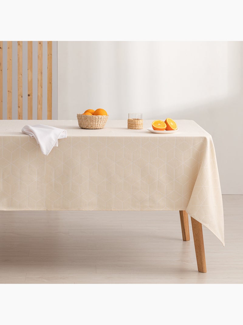 Nappe antitache avec tissu texturé, motif géométrique - Gamusi. Ecru - Kiabi