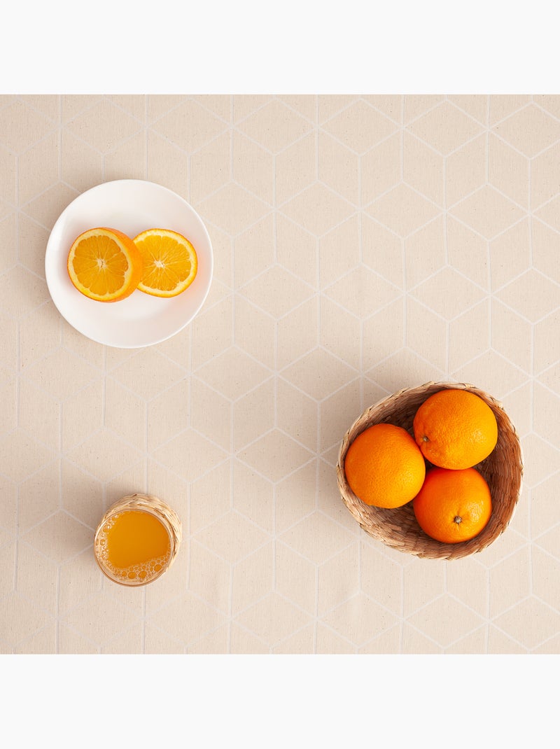 Nappe antitache avec tissu texturé, motif géométrique - Gamusi. Ecru - Kiabi