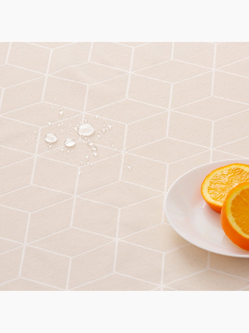 Nappe antitache avec tissu texturé, motif géométrique - Gamusi. Ecru - Kiabi