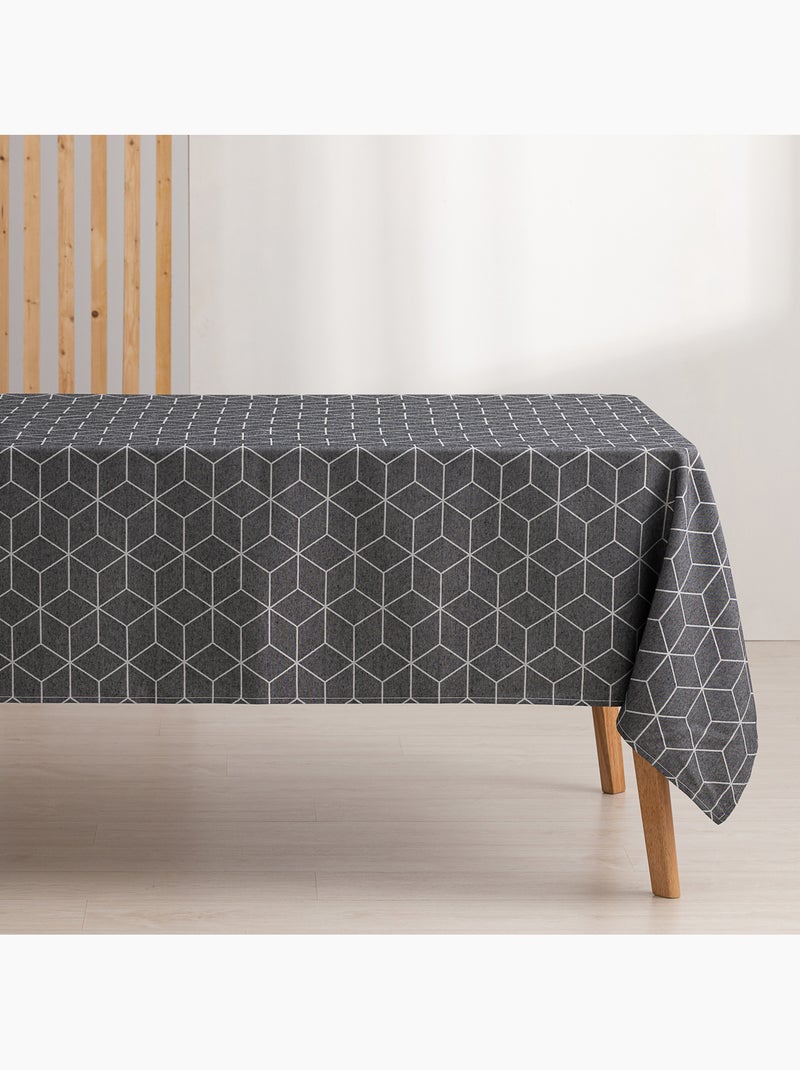 Nappe antitache avec tissu texturé, motif géométrique - Gamusi. gris anthracite - Kiabi