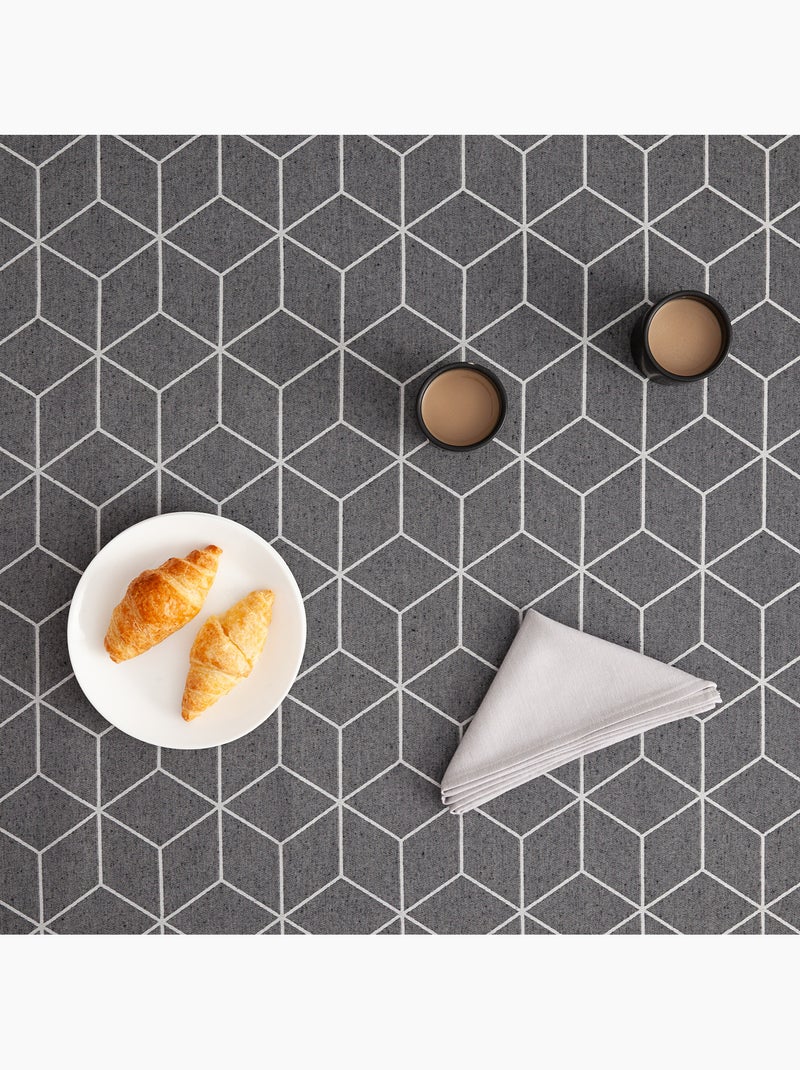 Nappe antitache avec tissu texturé, motif géométrique - Gamusi. gris anthracite - Kiabi