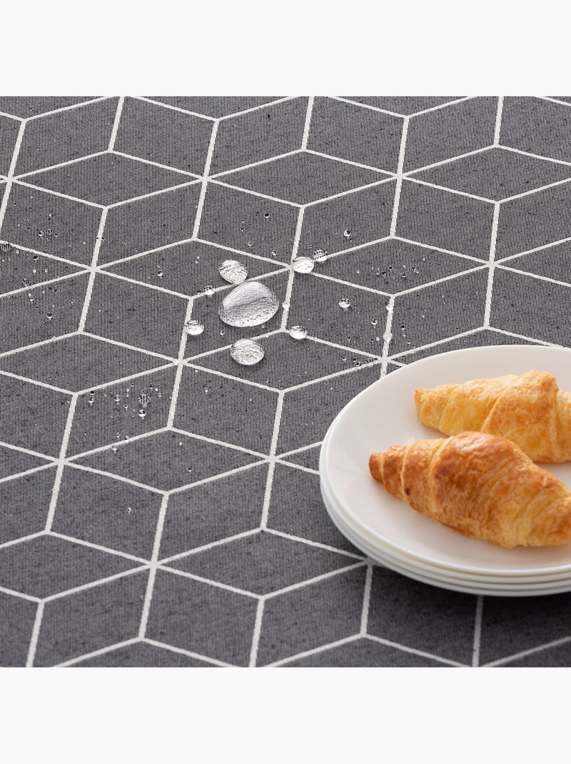 Nappe antitache avec tissu texturé, motif géométrique - Gamusi. gris anthracite - Kiabi