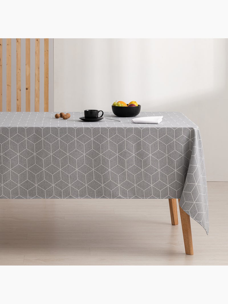 Nappe antitache avec tissu texturé, motif géométrique - Gamusi. Gris - Kiabi