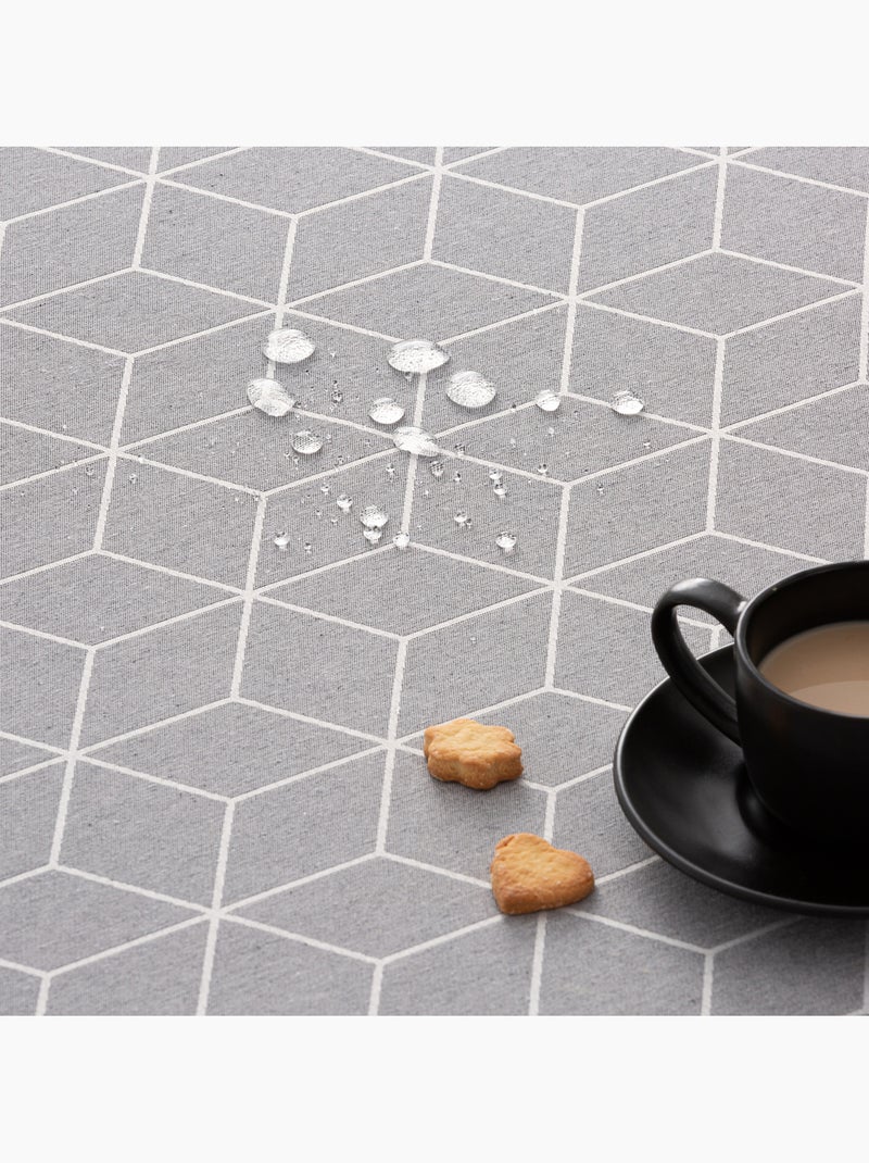 Nappe antitache avec tissu texturé, motif géométrique - Gamusi. Gris - Kiabi