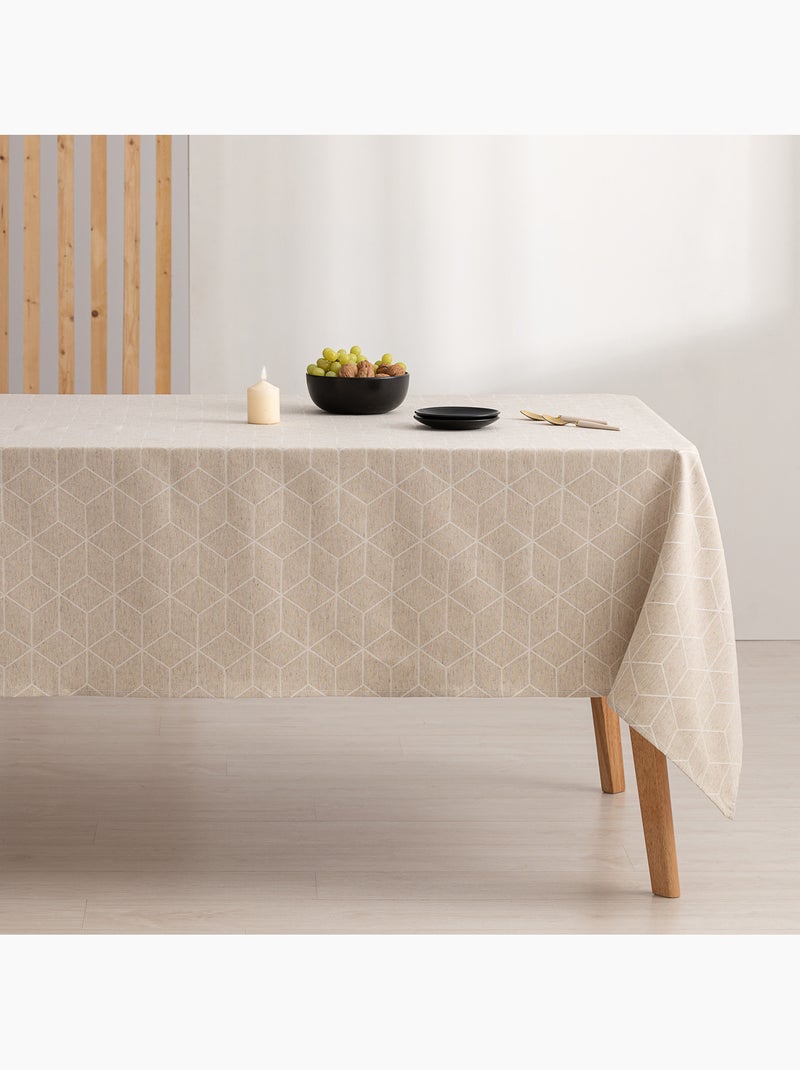 Nappe antitache avec tissu texturé, motif géométrique - Gamusi. Ocre - Kiabi