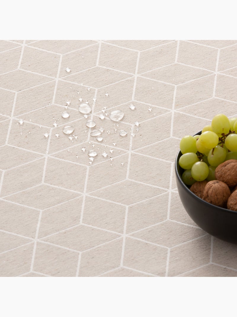 Nappe antitache avec tissu texturé, motif géométrique - Gamusi. Ocre - Kiabi