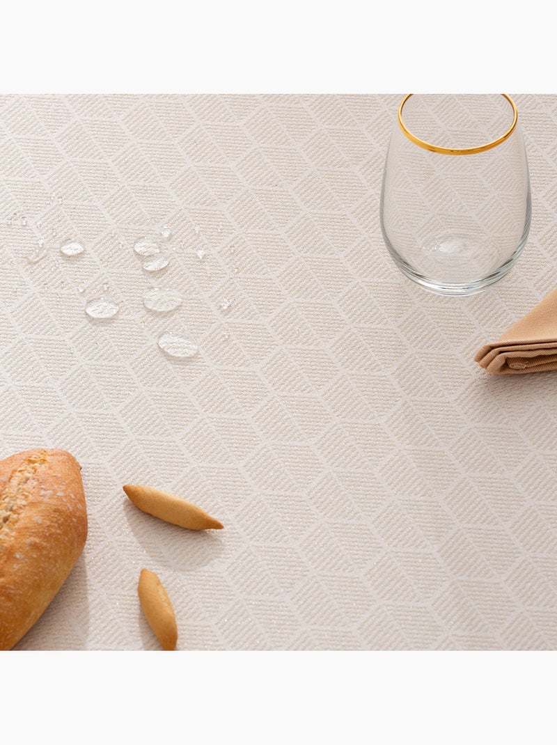Nappe antitache avec tissu texturé, motif nid d'abeille - Gamusi. Gold - Kiabi
