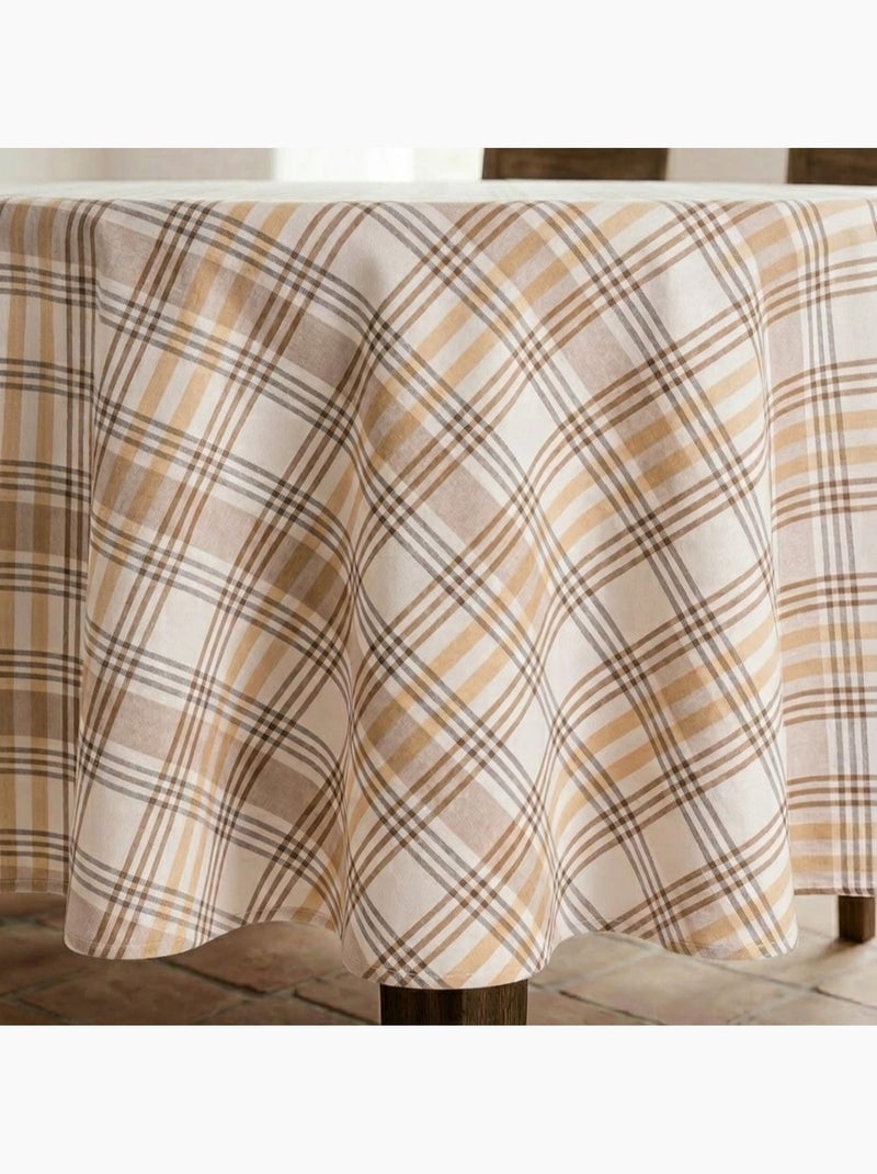 Nappe antitache motif tartan, toucher et tombé naturels - Gamusi. Beige - Kiabi