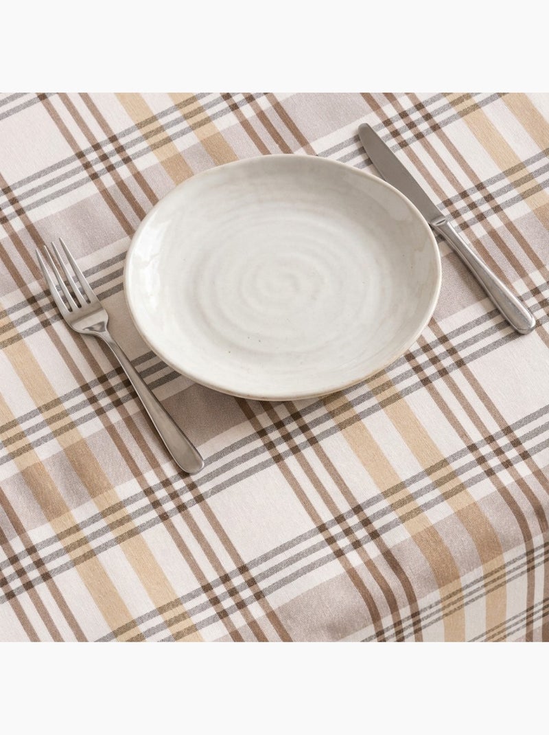 Nappe antitache motif tartan, toucher et tombé naturels - Gamusi. Beige - Kiabi