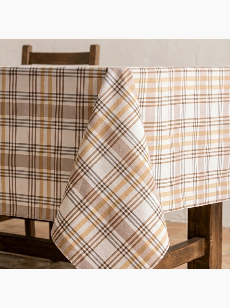 Nappe antitache motif tartan, toucher et tombé naturels - Gamusi. Beige - Kiabi