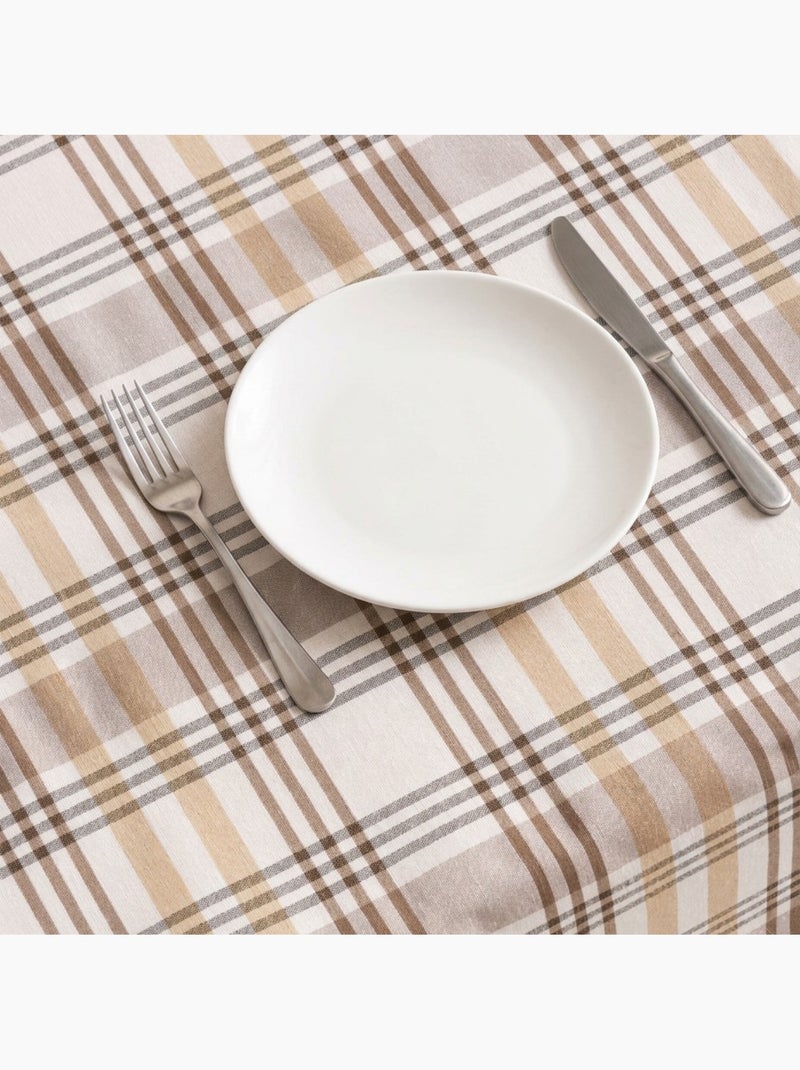 Nappe antitache motif tartan, toucher et tombé naturels - Gamusi. Beige - Kiabi