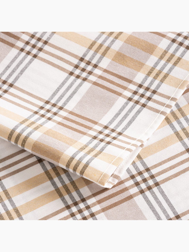 Nappe antitache motif tartan, toucher et tombé naturels - Gamusi. Beige - Kiabi