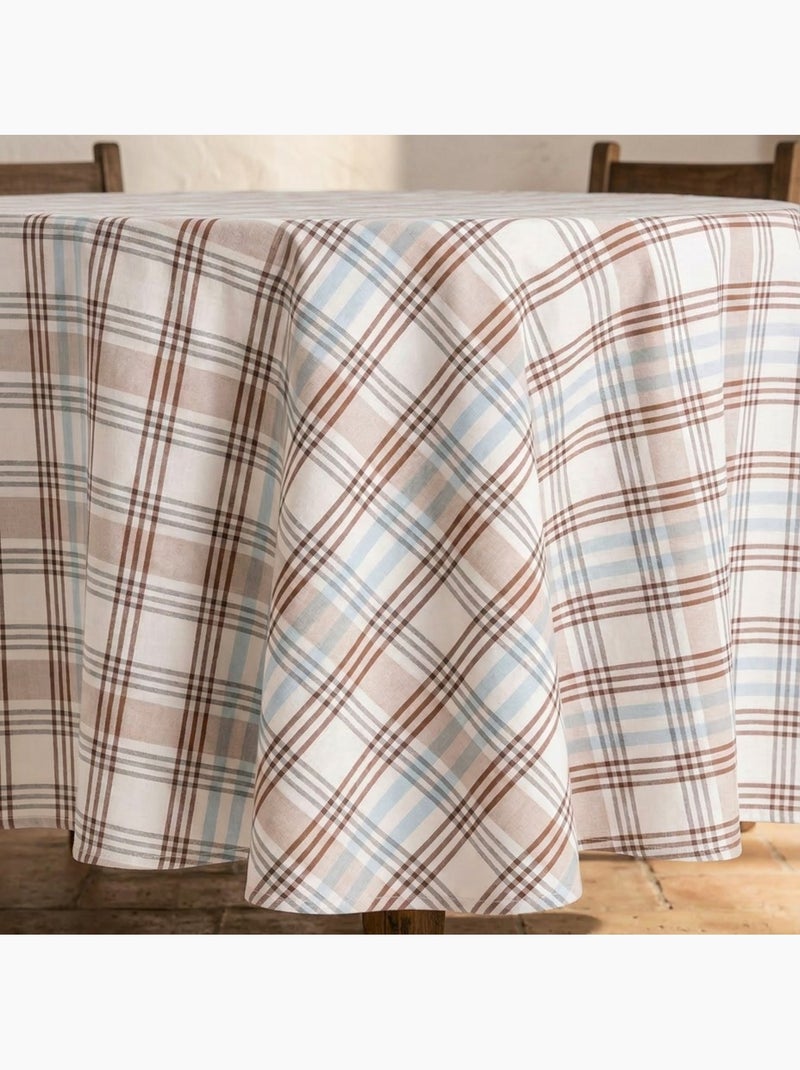 Nappe antitache motif tartan, toucher et tombé naturels - Gamusi. Bleu - Kiabi