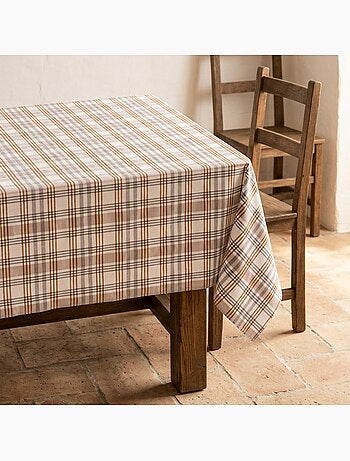 Nappe antitache motif tartan, toucher et tombé naturels - Gamusi.