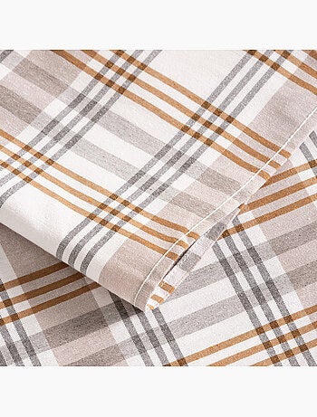 Nappe antitache motif tartan, toucher et tombé naturels - Gamusi.