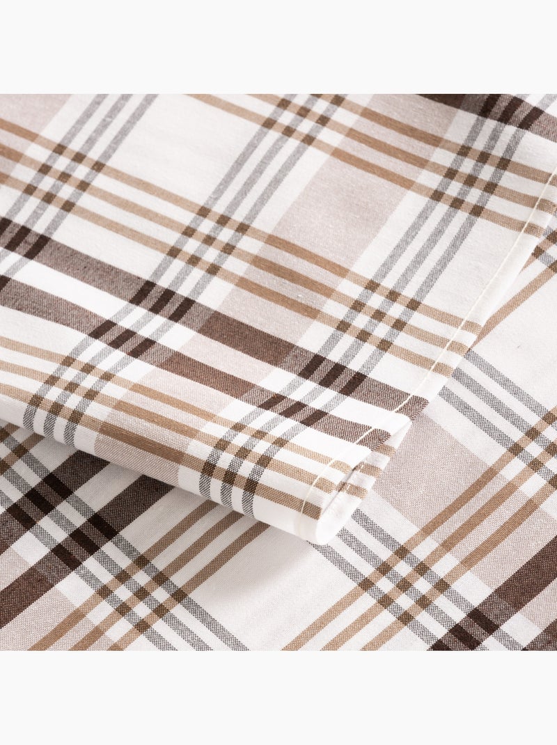 Nappe antitache motif tartan, toucher et tombé naturels - Gamusi. Marron chocolat - Kiabi