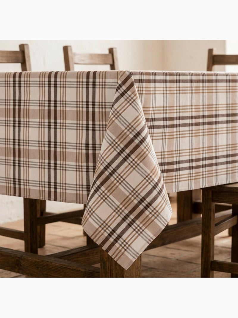 Nappe antitache motif tartan, toucher et tombé naturels - Gamusi. Marron chocolat - Kiabi
