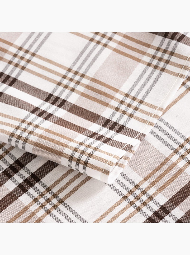 Nappe antitache motif tartan, toucher et tombé naturels - Gamusi. Marron chocolat - Kiabi
